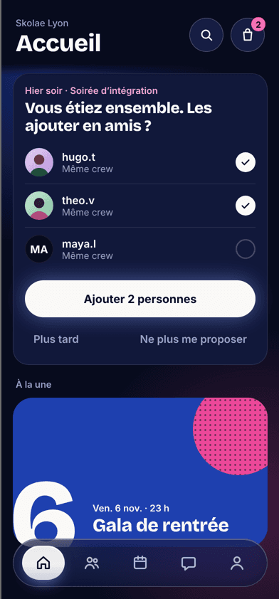 Écran d'accueil de Plazia