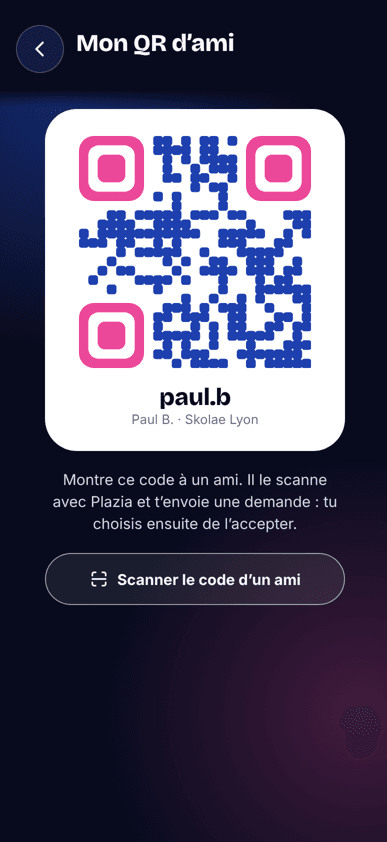 QR code pour ajouter un ami