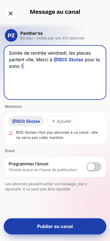 Le bureau d'une asso écrit à ses abonnés