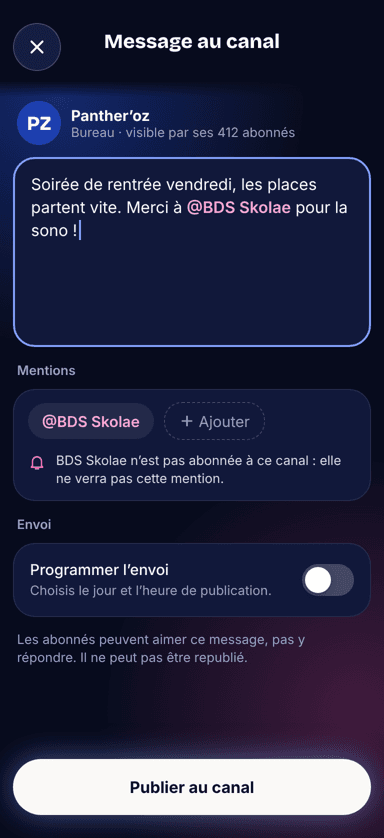 Le bureau d'une asso écrit à ses abonnés